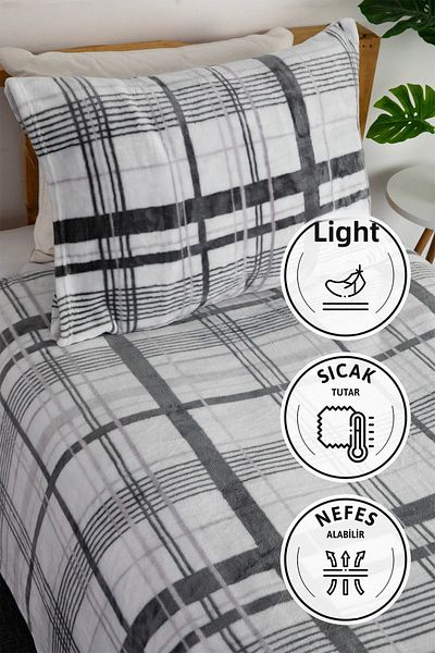 FAVORA Gray 2-Piece Woolly Single Blanket Bed Set