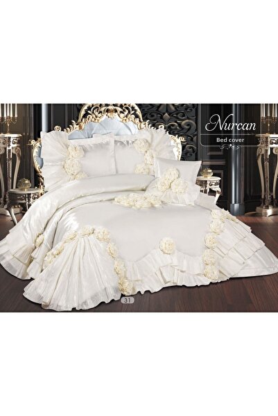 baladı home ev tekstil home collection High Quality Dowry Bed Cover - French Lace and Quilted, Set 4 Pieces