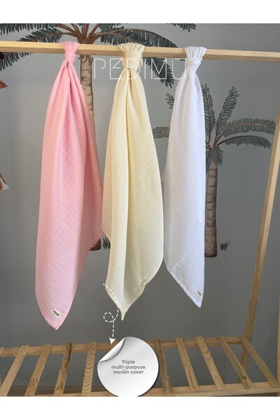 Pedimu طقم بطانية وبطانية موسلين متعددة الأغراض مكون من 3 قطع 100% قطن صديق ل...