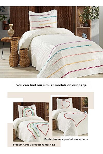 Evlen Home Collection Nova Colorful Pompom 100% Cotton Single Bedspread (Pique) Set