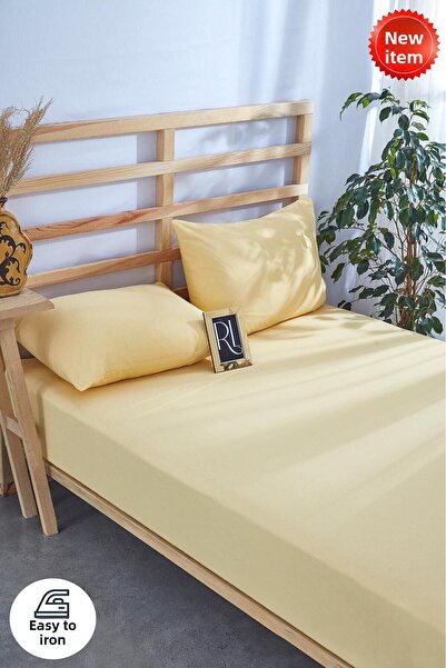 BESTİNA GOLD Elastic Sheet Set Solid Color Cotton-Pillowcase Single-Double Personality-Battal