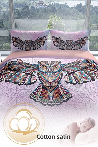 Cattleya Mr. Owl 3d Cotton Satin Double Duvet Cover Set