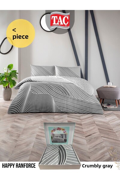 Taç Crumbly Gray Ranforce Double Duvet Cover Set 200X220 cm