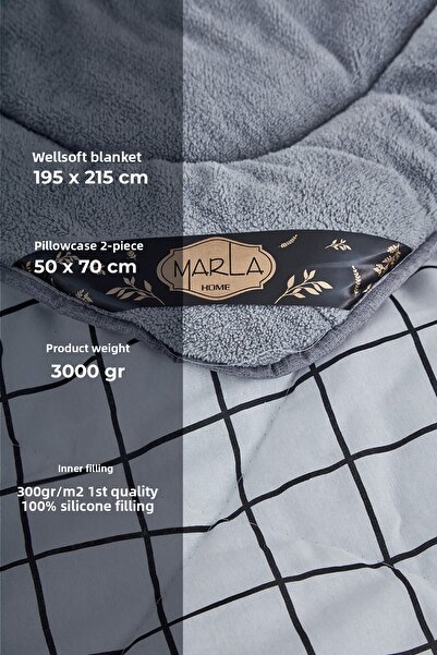 MARLA HOME طقم لحاف مزدوج منقوش من ويلسوفت لاين، مزدوج الجوانب