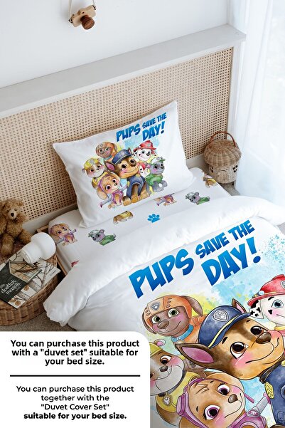 Tuğba Kuğu Colorful Dog Patterned Single Fitted Sheet Set