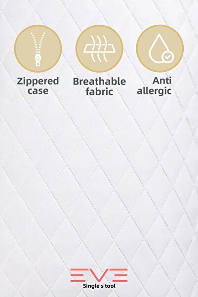 Eve Tekstil Diamon Quilted Antibacterial Luxury Pillowcase - Zippered and Washable, 50X70Cm