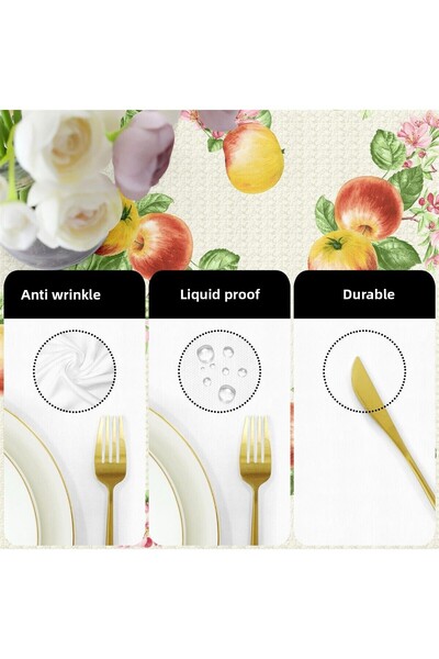 Evim Red Canvas Apple Liquid Proof Tablecloth