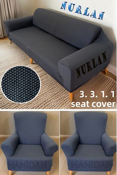 nurlan 3+3+1+1 Honeycomb - Lycra Citrus Maxi Sofa Cover, Micropetek Sofa Cover