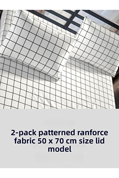 LATTE TEKSTİL غطاء وسادة منقوش باللون الأبيض من Ranforce - عبوة من قطعتين مقا...