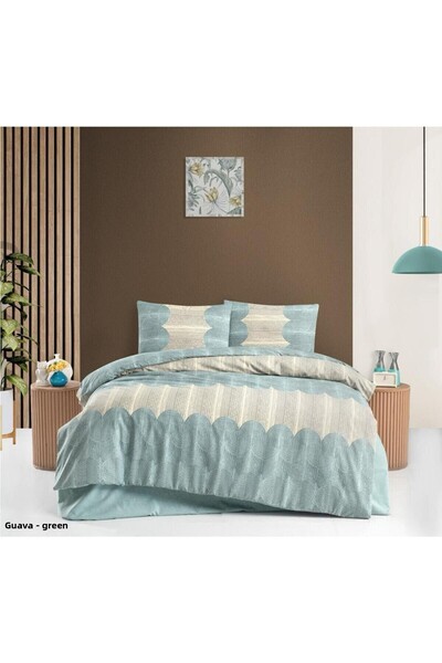 Taç طقم غطاء لحاف كريستال مزدوج من قطن تيري باللون الأخضر الجوافة