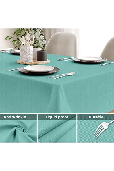 Evim Canvas Turquoise Liquid Proof Stain Resistant Table Cloth