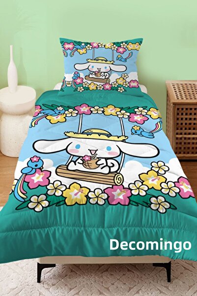 dekomingo PILOTA MATLASATA CAMERĂ BEBEȘI ȘI COPII CU MOBILĂ DE FLORI VERDE