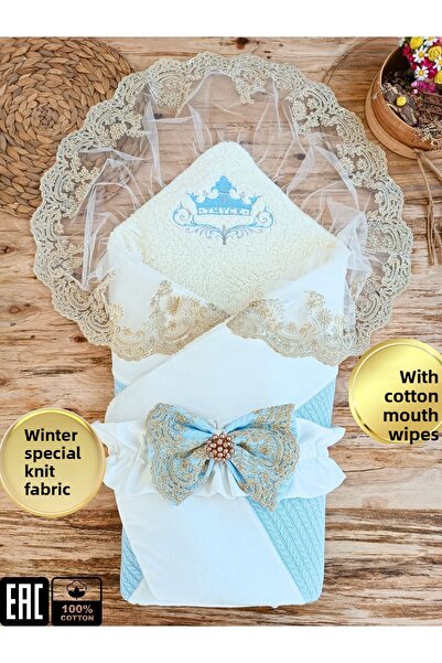 Tomuycuk قماط الأطفال المحبوك لحديثي الولادة - إصدار مستشفى الأطفال باللون الأزرق ولاسي