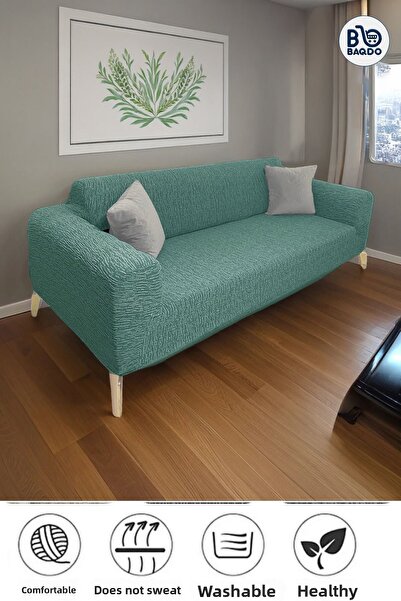 BAQDO غطاء مقعد جاكار 3 مقاعد عالي الجودة، مرن، قابل للتمدد، قابل للتمدد، سرير أريكة، غطاء أريكة قابل للغسل