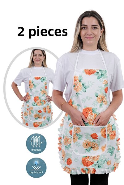sevilya Jarse Frilly Double Pack Liquid Proof Waterproof Kitchen Apron