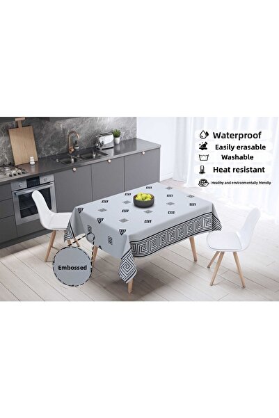Willuxe Table Cloth Oilcloth Washable Wipeable Stain Resistant Fabric Look Hygienic Table Cloth