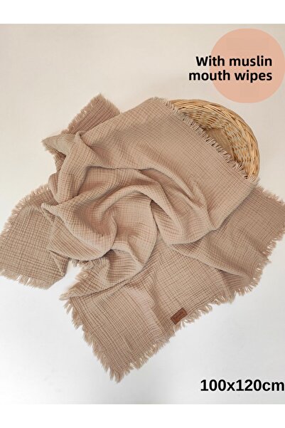 Bebella 4 Layer Muslin Fringed 100% Cotton Baby Stroller - 100x120 cm Gift