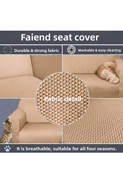 Faiend 3+3+1+1 Milk Coffee Colored Balpette - Elastic Sofa and Sofa Cover Set