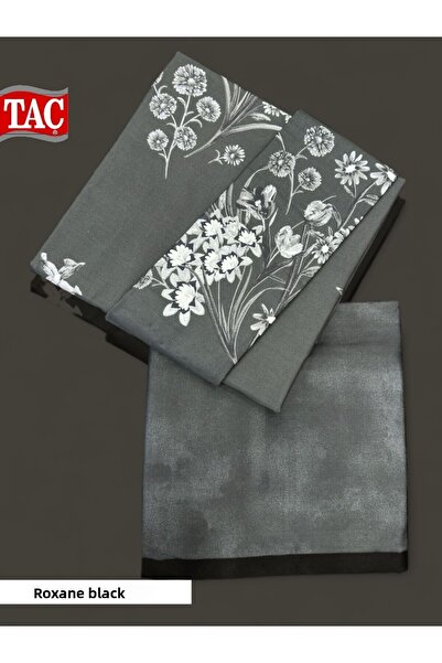 Taç Roxane Black Cotton Satin Double Duvet Cover Set