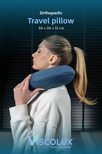 Viscolux Orthopedic Visco Travel Pillow - Visco Neck Support Pillow Blue 30X3...