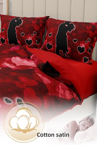 MonoHome King Size Valentine's Day Double Duvet Cover Set 100% Cotton Color of Love 220X240Cm