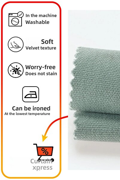 Perdexpress Soft Concept Velvet Textured Nile Green Tablecloth