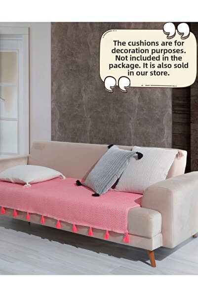 Lux Touch 115 x 200 cm Tufted Sofa Sofa Sofa Bed Armchair Cover - Coral with Lavi Pompom