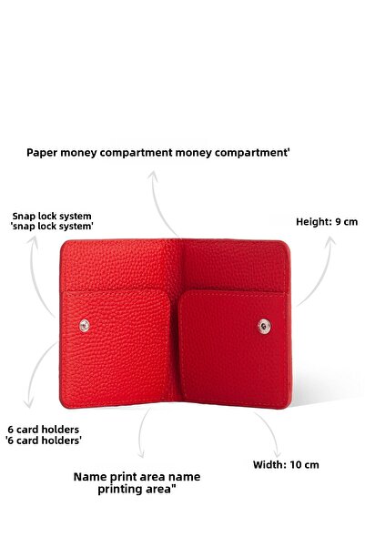 WATCHOFROYAL Genuine Leather Red Card Holder and Wallet - 8 Card Compartments, Steel Snap Lock System, Money Compartment Upright
