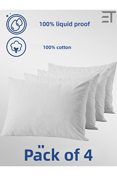 Dream Time مرتبة حامية للوسادة من القطن بسحاب مقاومة للسوائل 4 قطع