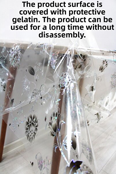 DDHOME Pvc Transparent Erasable Oilcloth Tablecloth 014-Black Rose