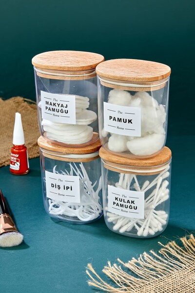 ŞAKİLATA CONCEPT مجموعة أكريليك مكونة من 4 قطع من قطن الأذن والقطن والقطن وال...