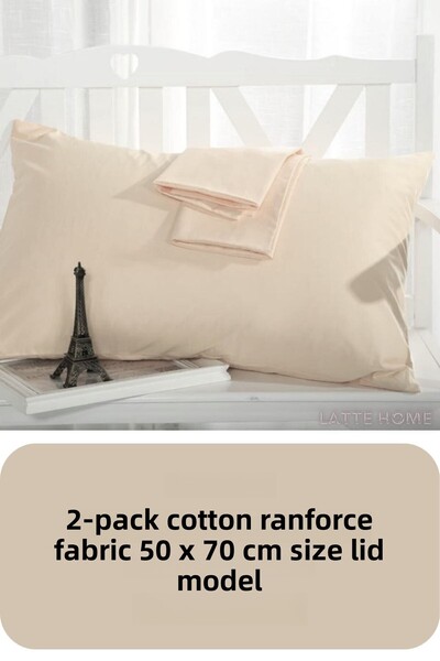 LATTE TEKSTİL غطاء وسادة قطني بلون كريمي من Ranforce - عبوة من قطعتين مقاس 50...