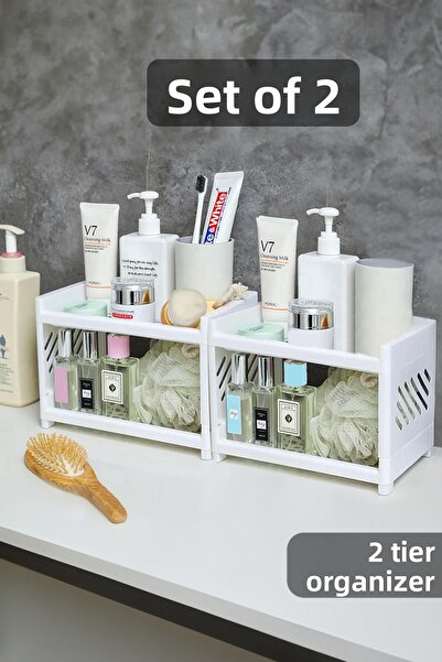 Meleni Home Raft de organizare pentru baie din 2 bucăți cu două straturi Orga...