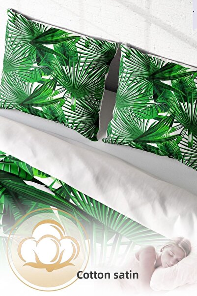 PerlaSera 3D Custom Design - Double Duvet Cover Set, Tightly Woven Cotton Satin Palm