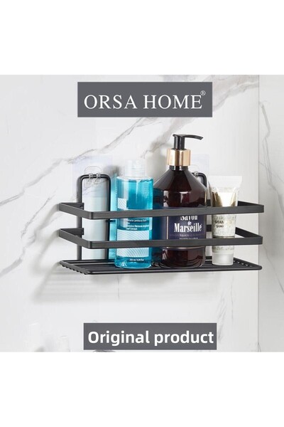 ORSA HOME 992 Raft de baie dreptunghiular negru cu adeziv unic