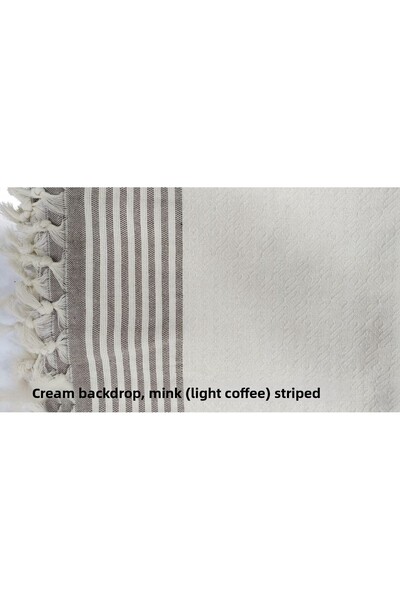 Coperta King Size Cotton Cream Ground Mink Striped Sofa Cover Set Covering the Arms 3 3 1 1