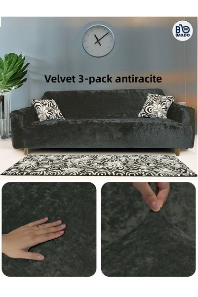 BAQDO Husa de canapea Jacquard pentru 3 persoane, canapea extensibila, canape...