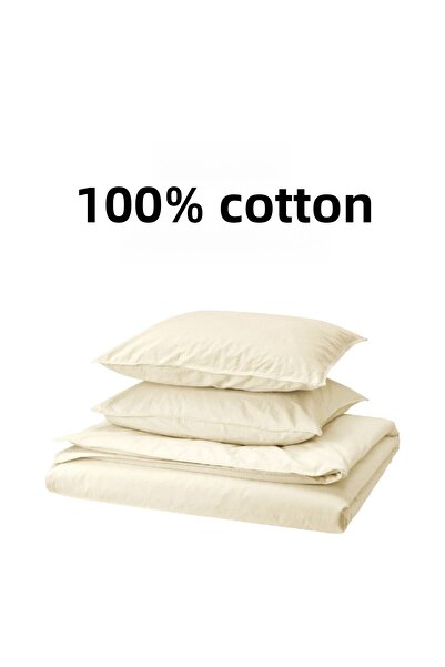 IKEA طقم غطاء لحاف مزدوج 100% قطن طبيعي (بدون ملاءة) 240x220/50x60 سم (قطن خالص)