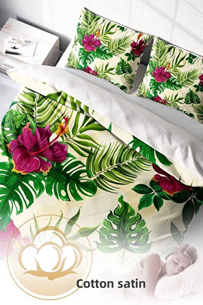 MonoHome Natural King Size Double Duvet Cover Set - Peace of the Green 220X240Cm