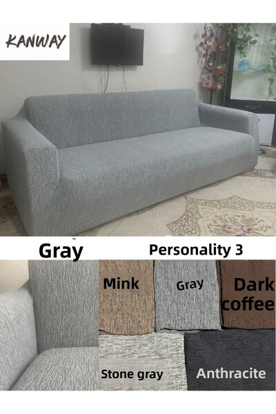 kanway غطاء أريكة جاكار عادي 3 مقاعد / غطاء مقعد مرن / غطاء أريكة سرير / غطاء...