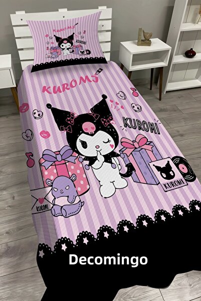 dekomingo Kuromi̇ Baby and Children's Room Pike Set with Black Pink Stripes