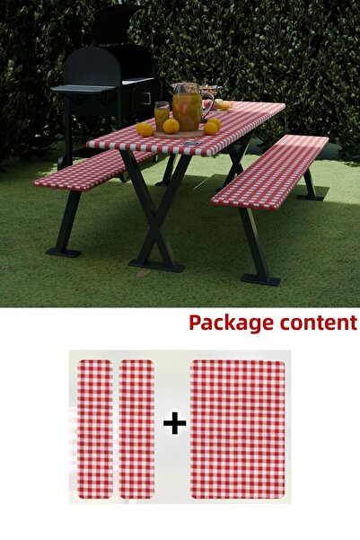 mba decor metal bending art Elastic Red and White Gingham Tablecloth |   Stain-Proof Waterproof Picnic Garden Cover Summer