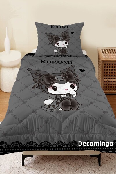 dekomingo PĂPUȘĂ KUROMI DENTELĂ NEGRĂ ȘI CUORNE CU MATLASARE CAMERĂ DE COPII