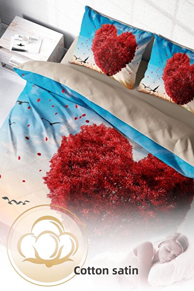 PerlaSera 3D Custom Design for Valentine's Day - Double Duvet Cover Set, Tightly Woven Cotton Satin