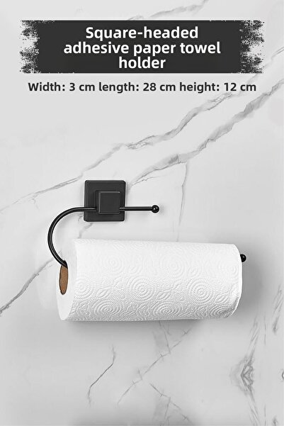 EWs Черен държач за хартиени кърпи с лепилна квадратна глава