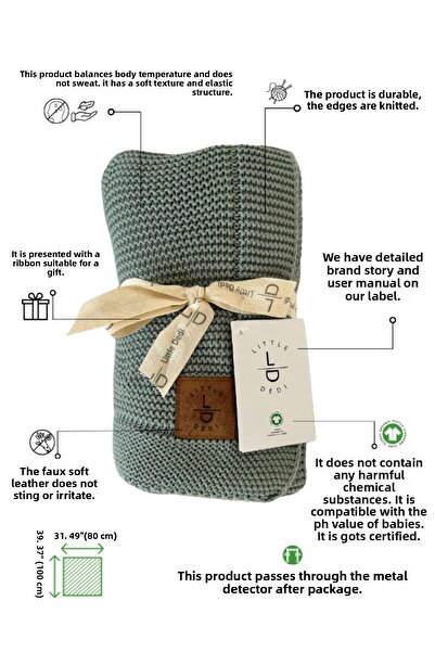 Next Baby Little Dedi Organic Cotton Knitted Baby Blanket Green