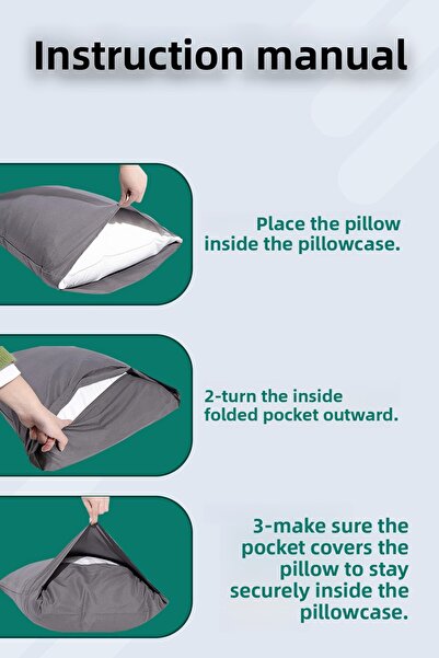 Eve Tekstil 2Pcs Ranforce Plain Cotton Antibacterial Washable Luxury Pillowcases 50X70Cm