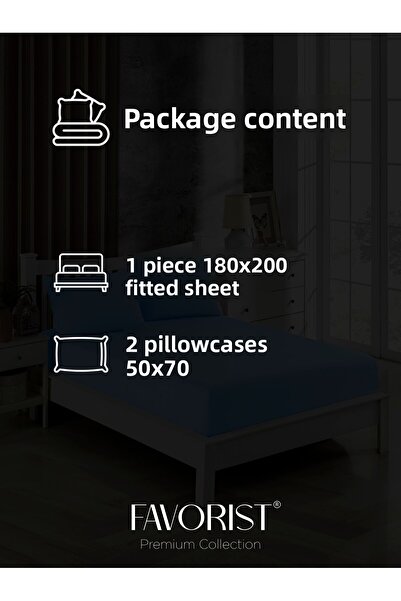 FAVORİST Light Gray Oversize Elastic Sheet Set - 180x200, 2 Pillowcases