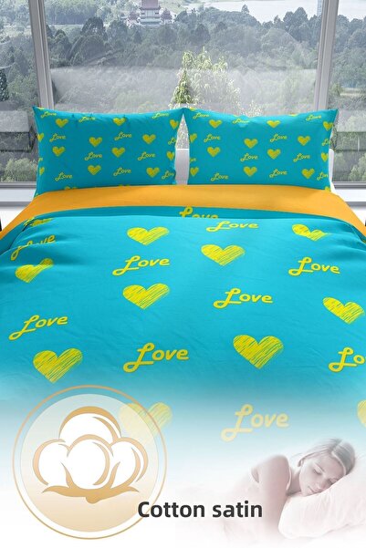 Cattleya Turquoise 3d Cotton Satin Double Duvet Cover Set