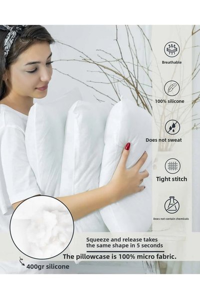 Yamesa 50X70 cm 2 Pieces Micro Satin Fabric Pillow – 100% Silicone Fiber Filling, 500 Grams, Soft, Breathable, Anti-Sweat